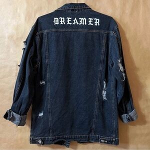 Umgee | Dreamer Distressed Oversized Longline Denim Jacket Button Front Size S